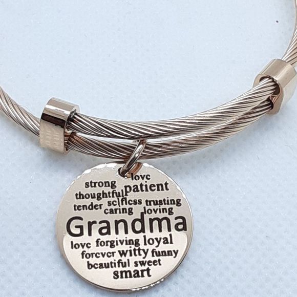 14k Rose Gold-Plated 'Grandma' Adjustable Bangle - Picture 2 of 2